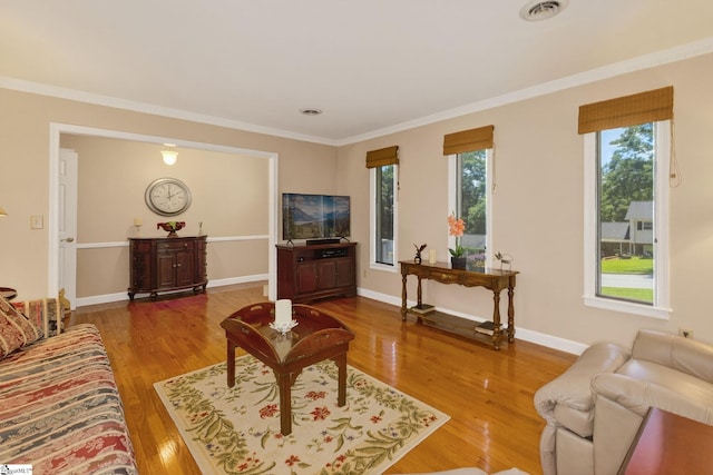 306 Verner Dr, Greenville, SC 29617 - living area featuring wood finished floors, healthy amount of natural light, and ornamental molding