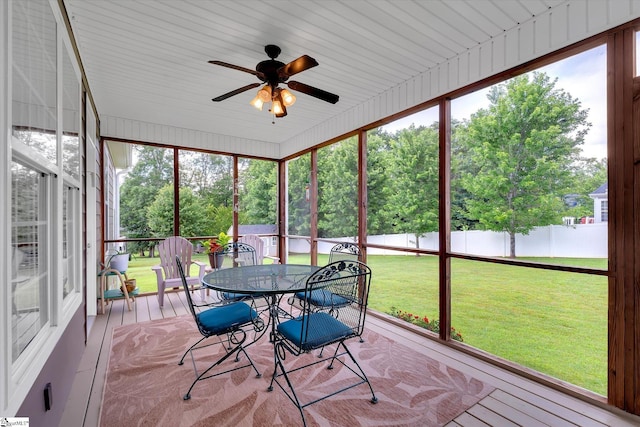 101 Edens Garden Way, Six Mile, SC 29682 - sunroom / solarium with ceiling fan and outdoor dining space