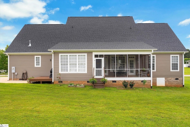 101 Edens Garden Way, Six Mile, SC 29682 - rear view of house featuring crawl space, a yard, and a sunroom