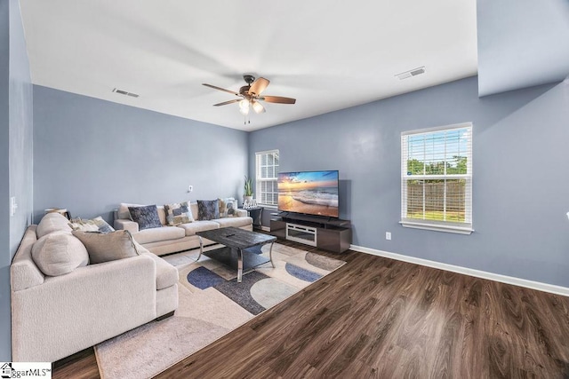 202 Huron Way, Greenville, SC 29607 - living room featuring ceiling fan and wood finished floors