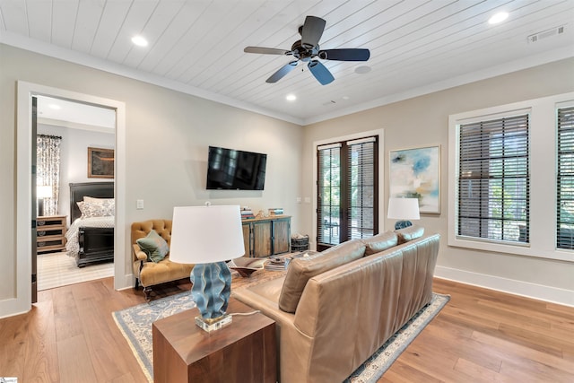 155 Village Point Dr, Sunset, SC 29685 - living room with plenty of natural light, light wood finished floors, recessed lighting, a ceiling fan, and ornamental molding