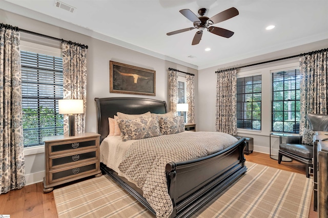 155 Village Point Dr, Sunset, SC 29685 - bedroom with wood finished floors, recessed lighting, and a ceiling fan