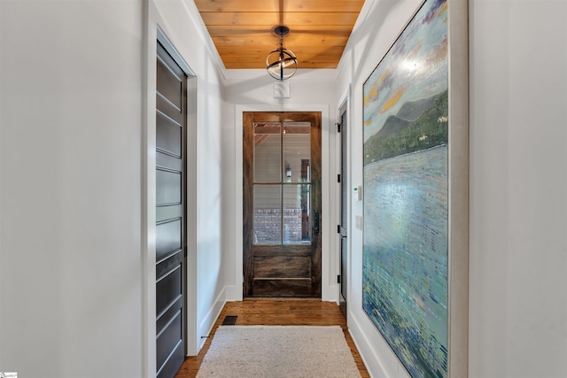 155 Village Point Dr, Sunset, SC 29685 - doorway to outside featuring wood finished floors and wood ceiling