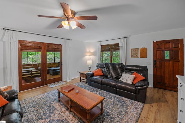 421 E Westbrooks Rd, Seneca, SC 29678 - living room featuring healthy amount of natural light, a ceiling fan, and light wood-type flooring