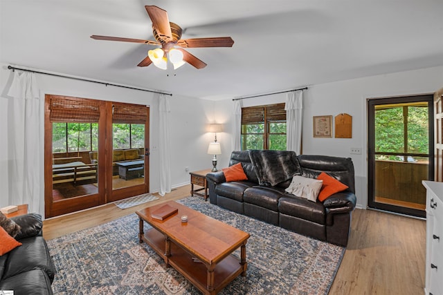 421 E Westbrooks Rd, Seneca, SC 29678 - living room with healthy amount of natural light, ceiling fan, and light wood finished floors