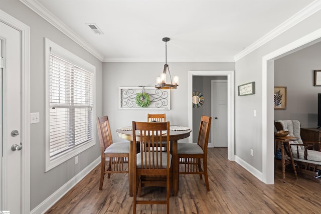 417 Addison Cir, Pelzer, SC 29669 - dining area featuring a chandelier, ornamental molding, and wood finished floors