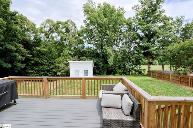11 Hickory Hollow Ct, Greenville, SC 29607 - wooden deck with an outbuilding and view of scattered trees