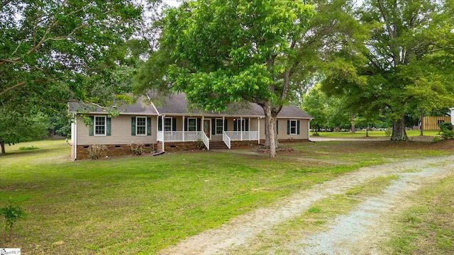 10628 Augusta Rd, Belton, SC 29627 - view of front of house featuring crawl space, covered porch, and a front yard