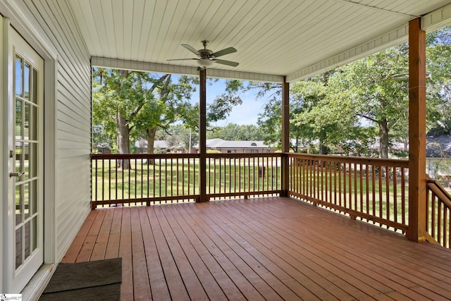 904 W Hampton St, Laurens, SC 29360 - wooden deck featuring a ceiling fan