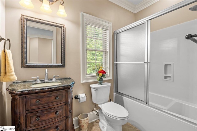 112 Griffith Hill Way, Greer, SC 29650 - full bathroom with vanity, ornamental molding, and shower / bath combination with glass door