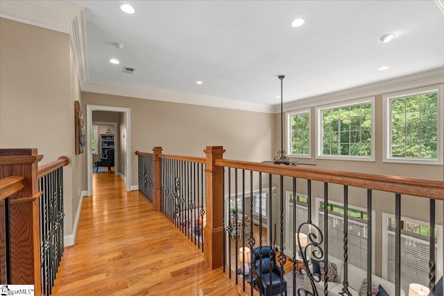 112 Griffith Hill Way, Greer, SC 29650 - hallway with light wood-style flooring, recessed lighting, and crown molding