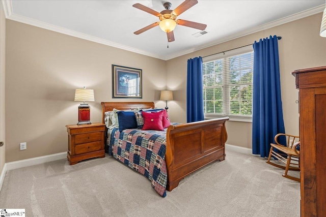 112 Griffith Hill Way, Greer, SC 29650 - bedroom featuring crown molding, light colored carpet, and a ceiling fan