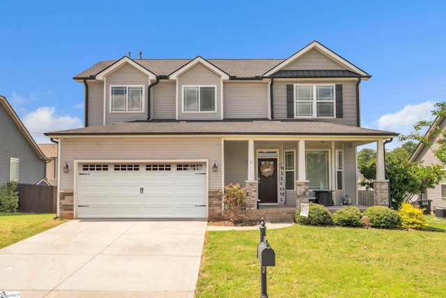 8 Rivanna Dr, Anderson, SC 29625 - craftsman house with covered porch, driveway, a front yard, and an attached garage