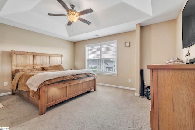 8 Rivanna Dr, Anderson, SC 29625 - bedroom featuring light carpet, a raised ceiling, and ceiling fan