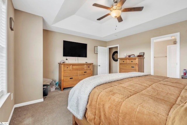 8 Rivanna Dr, Anderson, SC 29625 - bedroom featuring a tray ceiling, light colored carpet, and ceiling fan