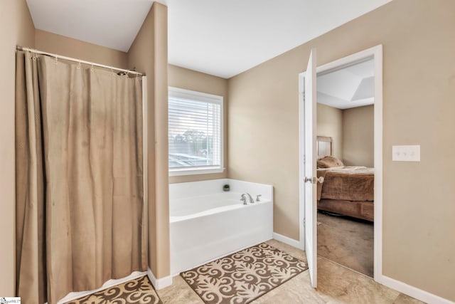 8 Rivanna Dr, Anderson, SC 29625 - bathroom with a bath, ensuite bath, a shower with shower curtain, and tile patterned flooring