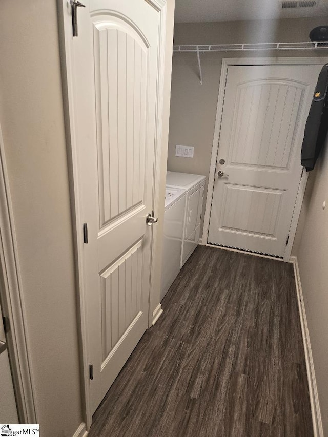 303 Plantation Pt, Anderson, SC 29625 - laundry room with separate washer and dryer and dark wood finished floors