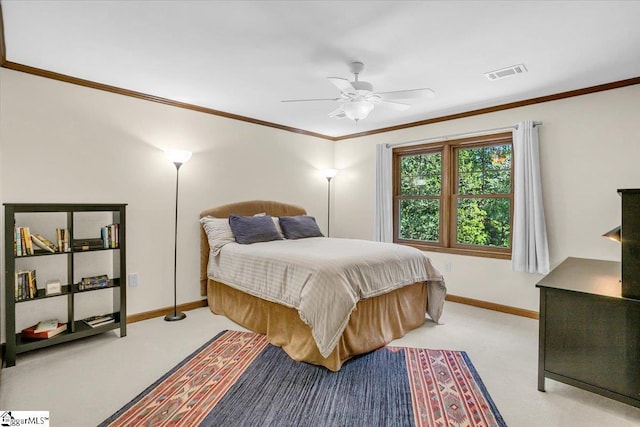 502 Sugar Valley Ct, Greer, SC 29650 - carpeted bedroom with ornamental molding and ceiling fan