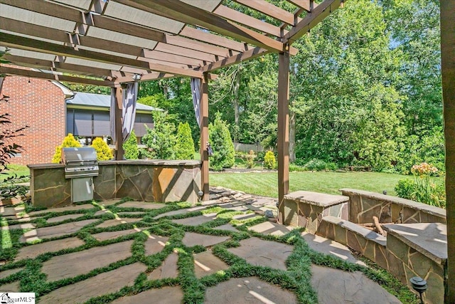 502 Sugar Valley Ct, Greer, SC 29650 - view of patio featuring a pergola and an outdoor kitchen