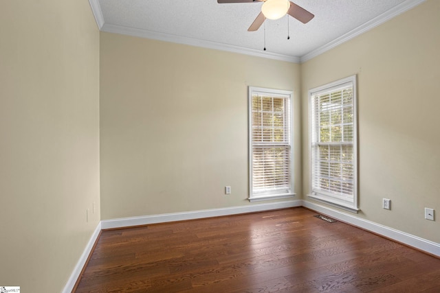 802 Wheat Ct, Greer, SC 29651 - empty room featuring wood finished floors, ceiling fan, ornamental molding, and a textured ceiling