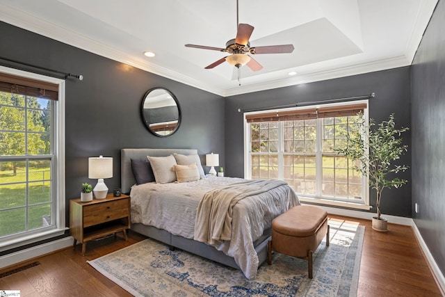 802 Wheat Ct, Greer, SC 29651 - bedroom with wood finished floors, ornamental molding, recessed lighting, and a ceiling fan