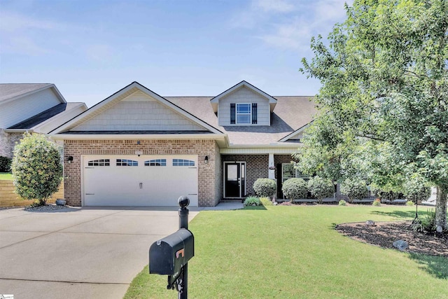 402 Birchbark Ln, Lyman, SC 29365 - view of front of house featuring brick siding, a garage, concrete driveway, and a front yard
