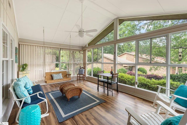 310 Downs Blvd, Clemson, SC 29631 - sunroom featuring lofted ceiling, a ceiling fan, wood finished floors, and outdoor lounge area