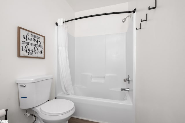 307 Echols St, Greenville, SC 29601 - bathroom with toilet and shower / bath combination with curtain