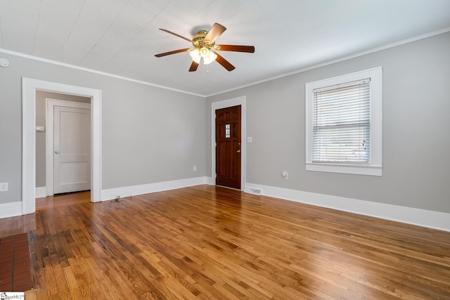 1706 Park Dr, Anderson, SC 29625 - empty room featuring crown molding, ceiling fan, and hardwood / wood-style flooring