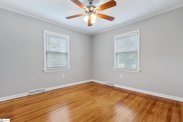 1706 Park Dr, Anderson, SC 29625 - empty room with ornamental molding, light wood-style flooring, and a ceiling fan