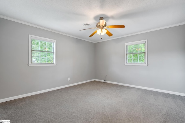 1706 Park Dr, Anderson, SC 29625 - carpeted empty room with healthy amount of natural light, crown molding, and a ceiling fan