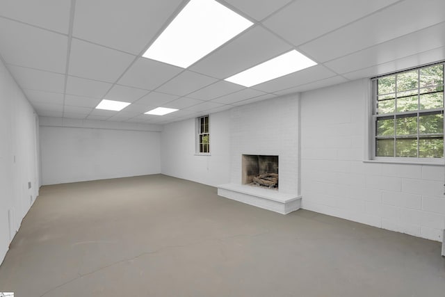505 E Hackney Rd, Greer, SC 29650 - below grade area featuring concrete block wall, a fireplace, and a drop ceiling