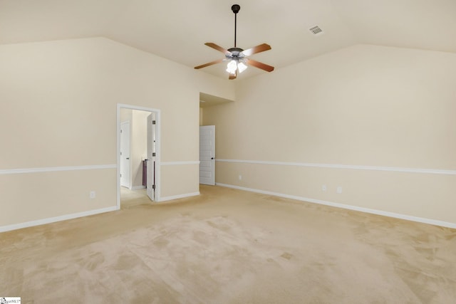 27 Dandie Dr, Simpsonville, SC 29680 - spare room with vaulted ceiling, ceiling fan, and light carpet
