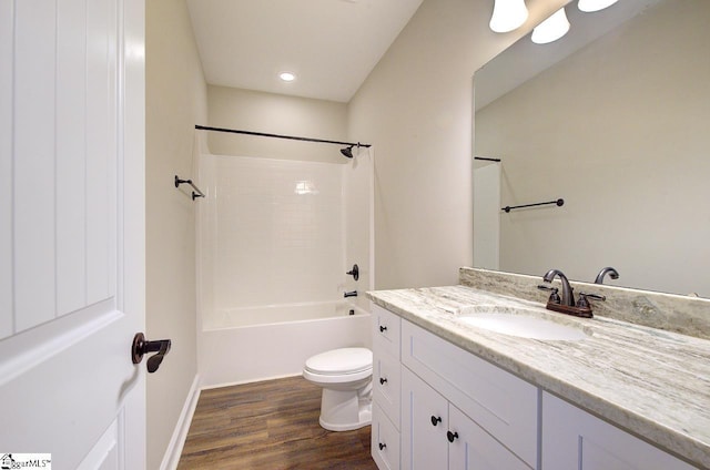 918 Belton Hwy, Williamston, SC 29691 - full bathroom featuring vanity, wood finished floors, and shower / tub combination