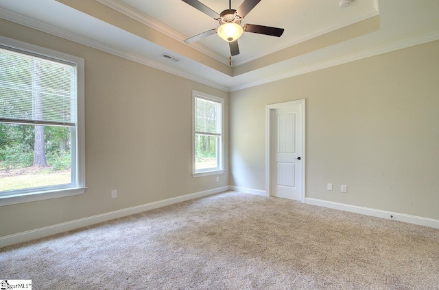 918 Belton Hwy, Williamston, SC 29691 - carpeted spare room featuring a raised ceiling, healthy amount of natural light, crown molding, and a ceiling fan