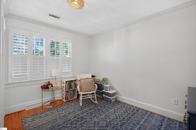 260 Riggs Dr, Clemson, SC 29631 - home office with ornamental molding, a textured ceiling, and wood finished floors