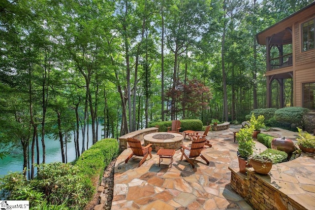 915 Rippling Water Way, Salem, SC 29676 - view of patio / terrace featuring a fire pit and a water view