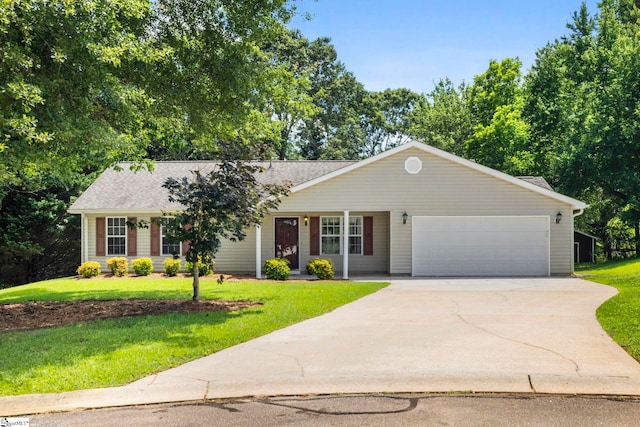 210 Admiral Ln, Greer, SC 29650 - single story home with a garage, driveway, a front yard, and a shingled roof