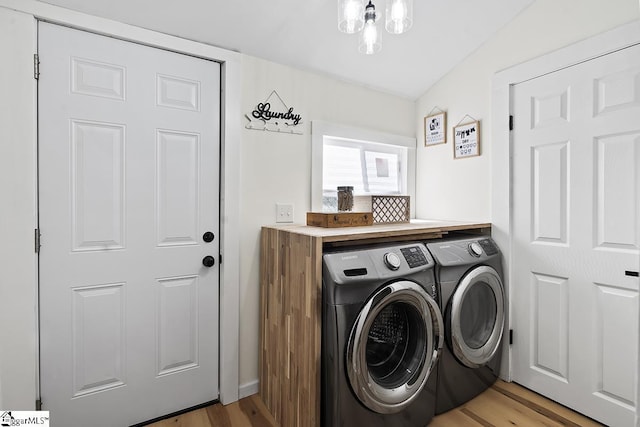 119 Trussell St, Honea Path, SC 29654 - laundry room with separate washer and dryer and light wood-style flooring