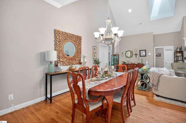 109 Tall Ship Dr, Anderson, SC 29625 - dining space with a chandelier, high vaulted ceiling, and light wood finished floors