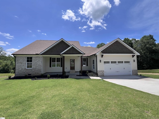 3352 Earls Bridge Rd, Easley, SC 29640 - view of front of home with driveway, a garage, a front lawn, and covered porch