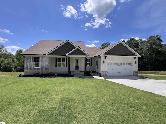 3352 Earls Bridge Rd, Easley, SC 29640 - view of front of property featuring concrete driveway, a garage, a front lawn, roof with shingles, and board and batten siding