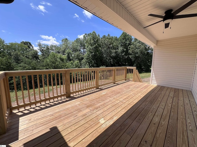 3352 Earls Bridge Rd, Easley, SC 29640 - wooden terrace featuring ceiling fan and view of wooded area