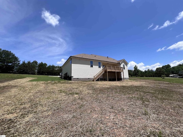 3352 Earls Bridge Rd, Easley, SC 29640 - back of house with crawl space, stairs, and a wooden deck