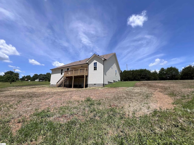 3352 Earls Bridge Rd, Easley, SC 29640 - rear view of property with stairway, a wooden deck, and crawl space