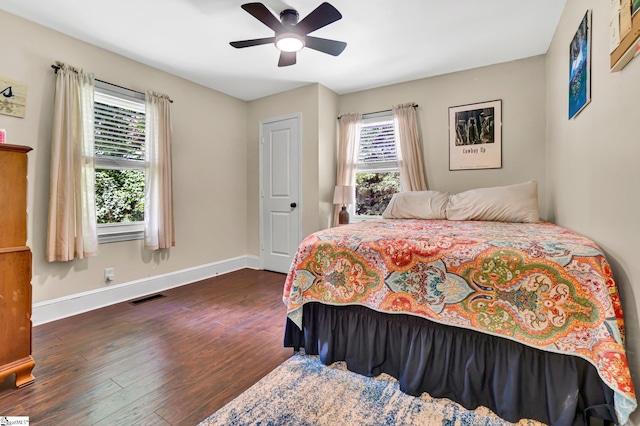 226 Mariposa Cir, Anderson, SC 29621 - bedroom featuring multiple windows, dark wood-style floors, and ceiling fan