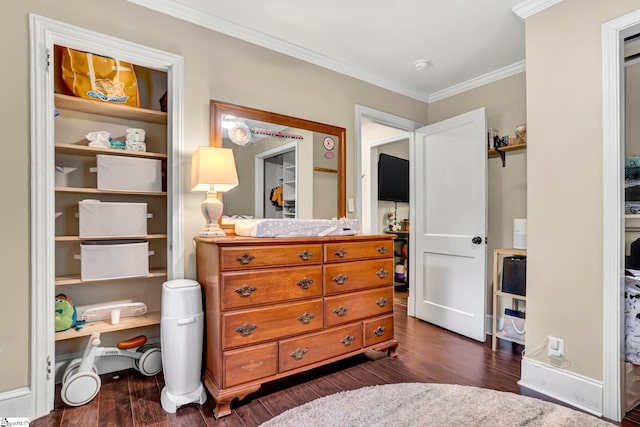 226 Mariposa Cir, Anderson, SC 29621 - bedroom with crown molding and dark wood-style flooring