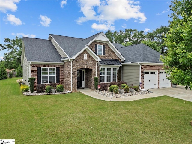 228 Holstein Ct, Fountain Inn, SC 29644 - craftsman house featuring roof with shingles, a garage, a front lawn, and concrete driveway