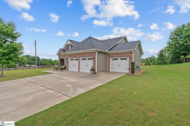 228 Holstein Ct, Fountain Inn, SC 29644 - view of side of home with brick siding, a garage, concrete driveway, and a shingled roof