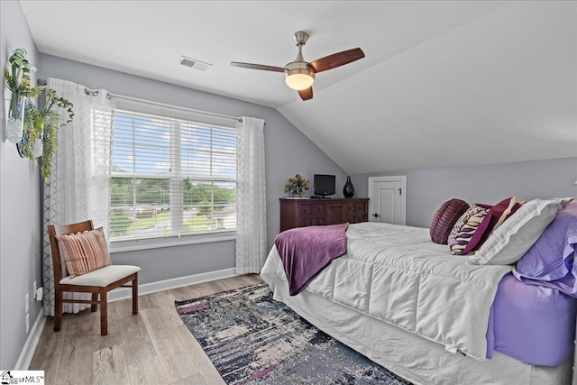 228 Holstein Ct, Fountain Inn, SC 29644 - bedroom with wood finished floors, lofted ceiling, and a ceiling fan